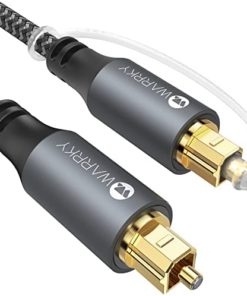 Optical Audio Cable, WARRKY 6ft Optical Cable [Braided, Slim Metal Case, Gold Plated Plug] Digital Audio Fiber Optic Cable Toslink, Compatible with Sound Bar, TV, Samsung, Vizio, Bose, LG, Sony, Sonos