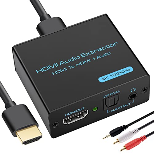 HDMI Audio Extractor 4K HDMI to Optical 3.5mm AUX Audio Adapter Splitter Converter Supports HDCP Dolby Digital DTS 5.1 PCM