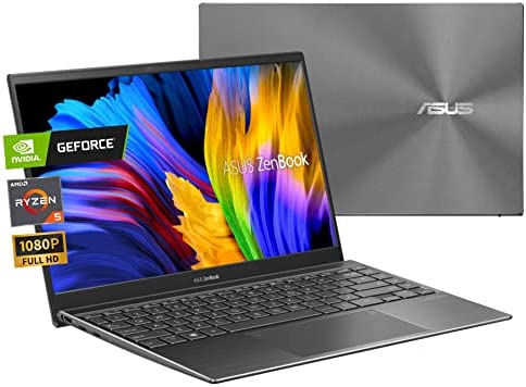 Ultra-Slim ASUS Zenbook 14.0" FHD IPS Laptop | AMD Ryzen 5 5500U | NVIDIA GeForce MX450 | Wi-Fi 6 | Harman Kardon Audio | HD Webcam | Backlit KB | USB-C | Windows 11 (8GB RAM | 512GB PCIe SSD)