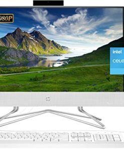 2022 Newest HP All-in-One Desktop, 21.5" FHD Display, Intel Celeron J4025 Processor, 12GB RAM, 256GB PCIe SSD, Webcam, HDMI, RJ-45, Wired Keyboard&Mouse, WiFi, Windows 11 Home, White