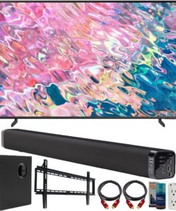 SAMSUNG QN75Q60BAFXZA Q60B 75 inch QLED 4K Quantum Dual LED HDR Smart TV (2022) Bundle with Deco Gear Home Theater Soundbar with Subwoofer, Wall Mount Accessory Kit, 6FT 4K HDMI 2.0 Cables and More