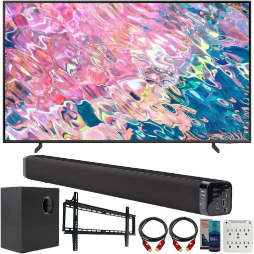 SAMSUNG QN75Q60BAFXZA Q60B 75 inch QLED 4K Quantum Dual LED HDR Smart TV (2022) Bundle with Deco Gear Home Theater Soundbar with Subwoofer, Wall Mount Accessory Kit, 6FT 4K HDMI 2.0 Cables and More