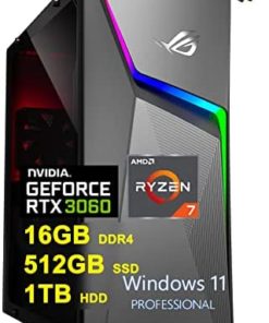 ASUS ROG Strix G10DK Gaming Desktop Computer | AMD 8-Core Ryzen 7 5800X (></noscript>i7-11700F) | 16GB DDR4 512GB SSD + 1TB HDD | NVIDIA Geforce RTX 3060 12GB Graphic | Aura SYNC Win11Pro Grey + HDMI Cable