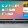 Acer Aspire 3 17 Business Laptop 17.3" FHD IPS ComfyView Display 11th Gen Intel Quad-Core i5-1135G7 (Beats i7-10710U) 36GB RAM 1TB SSD Intel Iris Xe Graphics Webcam Win10 Silver + HDMI Cable